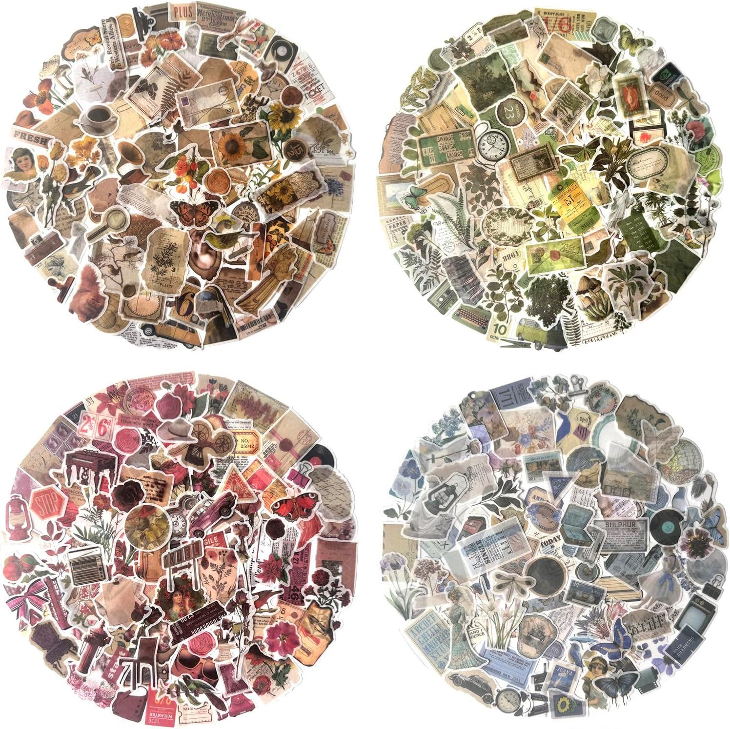 Vintage Washi Sticker Set, 400PCS Floral Retro Nostalgic Ephemera Stickers for S