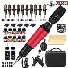 Tuffking Tattoo Machine Kit Pen Wireless Battery Rotary Motor Needle Color Inks