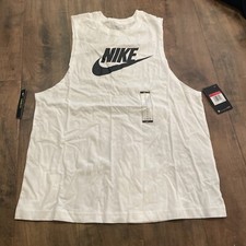 Nike Sportswear Tank Top Icon Futura Swoosh White Black Size Large AR4991-063