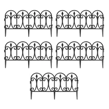 Garden Fence Panel 13inx10ft Outdoor Landscape Decorative Border Black Pack of 5