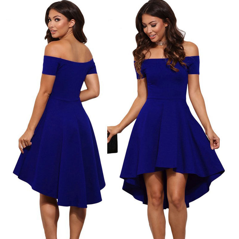 Elegant Women's One-shoulder Casual A-line Cocktail Party Evening Short  Dress US