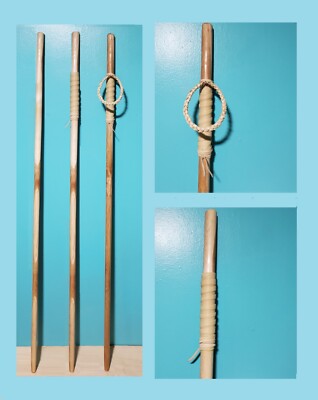 Hiking Staff Hickory 1 in. With Leather Handle and Wrist Strap