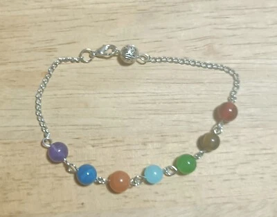 7 Chakra Bead Crystal Gemstone Bracelet Anxiety Stone Healing Reiki NEW - Image 1 of 2