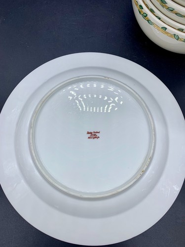 ANTIQUE DINNER PLATE LIMOGES SIGNED ROSE GARLAND GOLD BIRD DUCK PHEASANT SET 4 - Picture 11 of 12