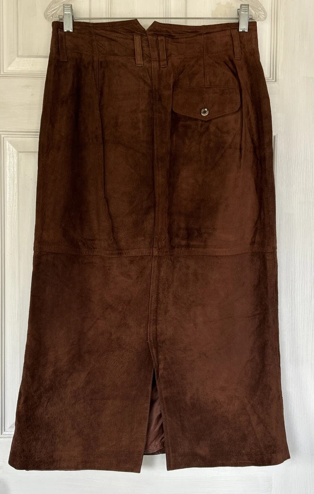 CAMISA LÁPIZ MIDI VINTAGE LIZWEAR MARRÓN GAMUZA CUERO Talla 12 Foto 4 de 4