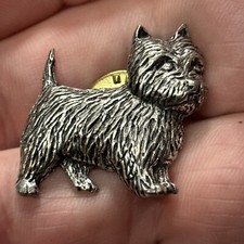 Iconic West Highland Terrier (Westie) Dog Pewter Pin Badge By A.R. Brown -Signed