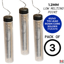 60/40 SOLDER 1.2mm 17g tin lead solder ROSIN FLUX Low Melting Point 190�C 3 PACK