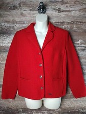Vintage Boos Austria Style Women's 42 Blazer Jacket Pure New Wool HTF All Red