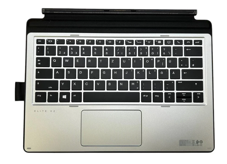 HP Elite X2 1012 G2 Tastatur – Deutsch QWERTZ, Beleuchtet - SchwarzSilber