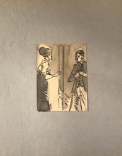 Georg Schott 1906 Ritratto Uomo E Donna IN Conversazione Am Tenda Acquerello