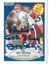 Jeff George 1990 Fleer Autographed Football Rookie Card #347 Indianapolis Colts. rookie card picture