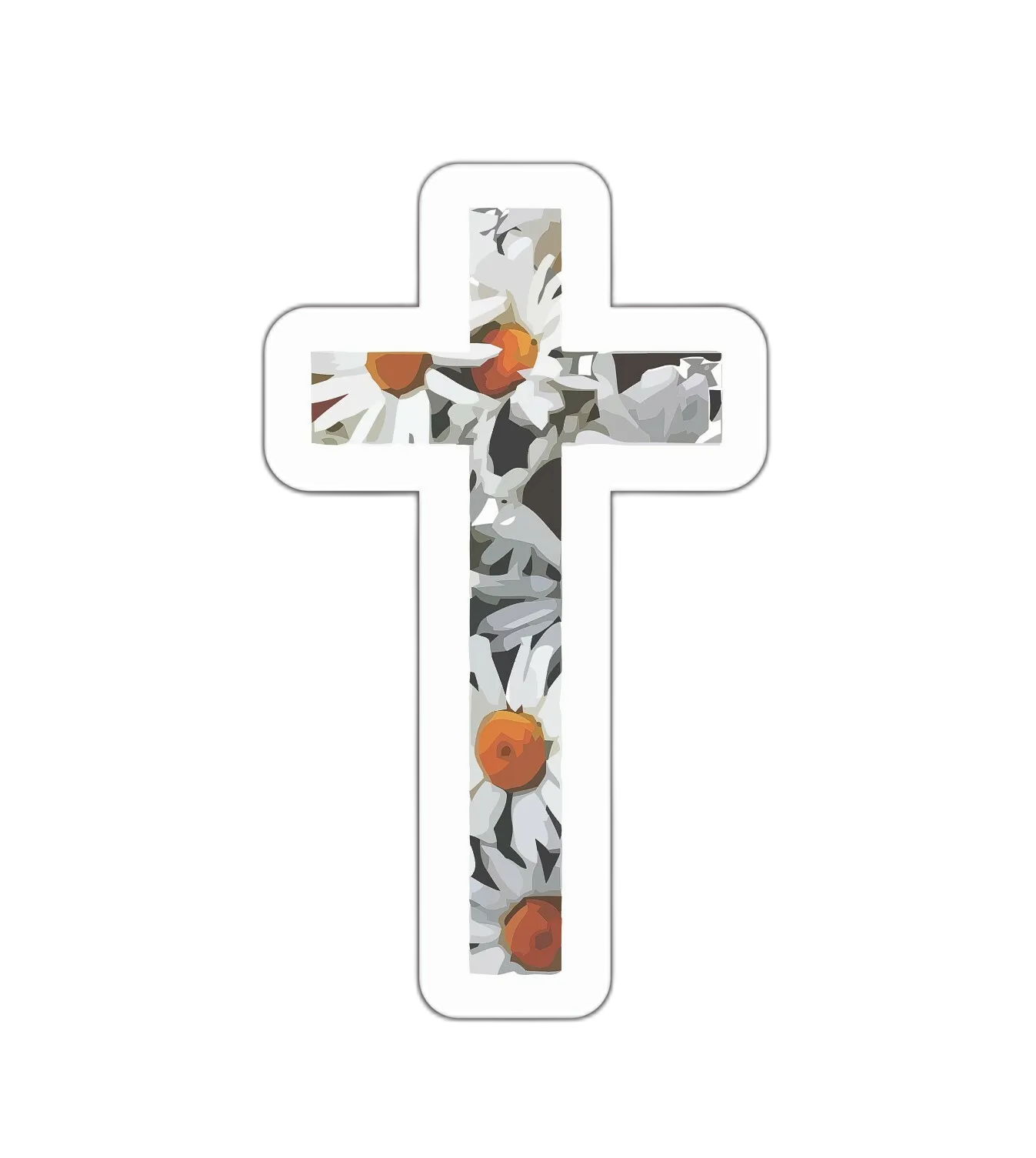Floral Daisy Cross Sticker Decal