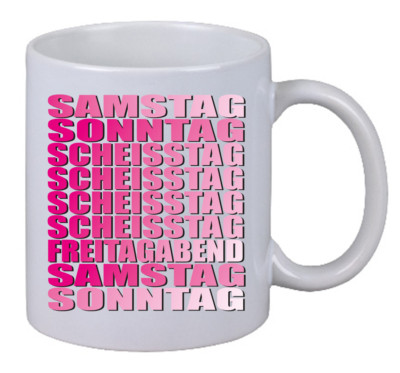 Kaffee Tasse ''Samstag Sonntag SXXXX Freitagabend'' Geschenk Fun Büro Arbeit X-Mas