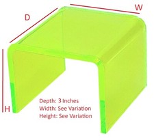 T'z Tagz 3-Inch-Deep Transparent Neon Green Acrylic Riser Display Stands 2 Pack