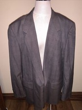 Hardy Amies London Wool Poly Open Pane Plaid Brown 50L Blazer Jacket EUC I 