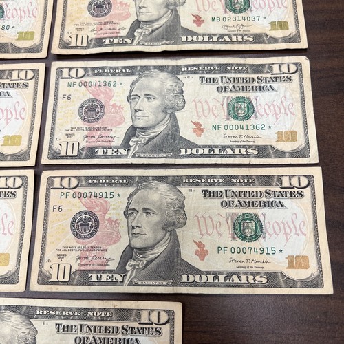 Lot 7 Star Notes Ten Dollar Bills ($70) U.S. Money 2009 2013 2017 & 2017A - Picture 9 of 21