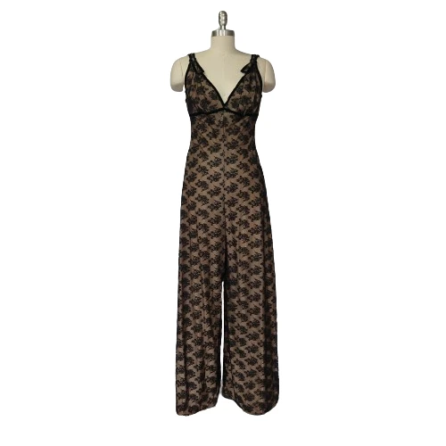 Vintage 50's Glydons Hollywood Lace Jumpsuit Romper Size S 34 Wide Leg Lounge - Image 2 of 4