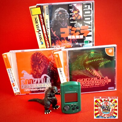 Godzilla Lot 4 Set Sega Saturn SS Dreamcast Visual Memory mit Figur Generationen