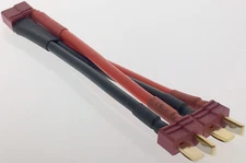 T-Plug (Deans Style) Parallel Battery Adapter w/ 10cm 12awg Wire & EasyGrip Ribs