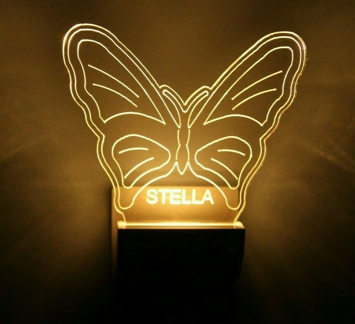 Butterfly Night Light Personalized LED Plug In MultiColor W Dusk to Dawn Sensor