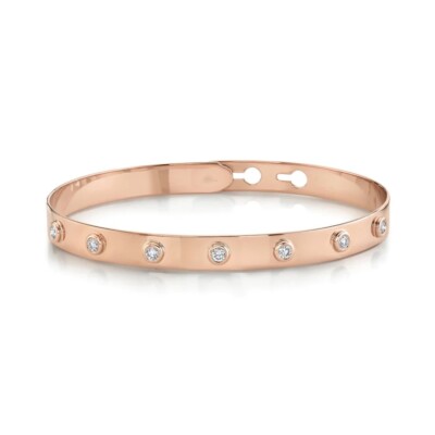 14k Rotgold Diamant Armreif Riegel Schloss Armband verstellbar flexible Lünette Set