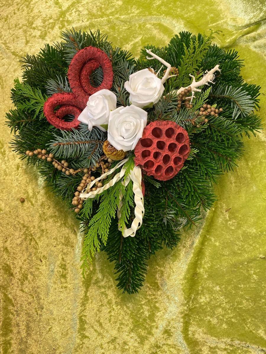 Grabgesteck Grabschmuck Herz Grabaufleger Künstlich