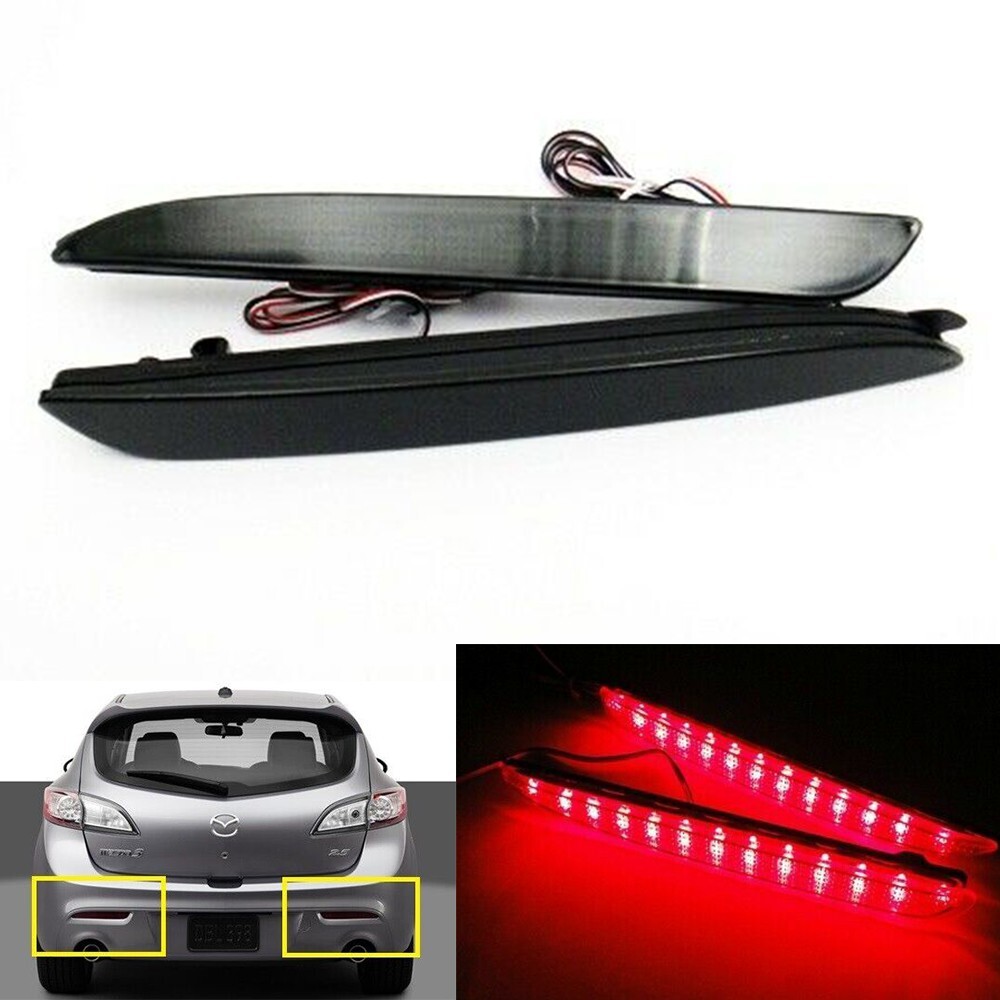 2x SMOKE LENS 48-LED REAR BUMPER REFLECTOR BRAKE LIGHTS LAMPS FOR MAZDA3 MAZDA 3