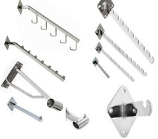 Heavy Duty Wall Mounted arms, wall fixing, notch arms J-hooks for retail display