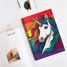 Pride Rainbow Unicorn Gay Spiral Notebook - Ruled Line 6" x 8"