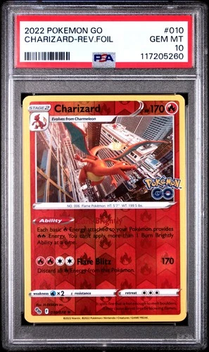 2022 POKEMON GO #010 CHARIZARD-REVERSE FOIL PSA 10