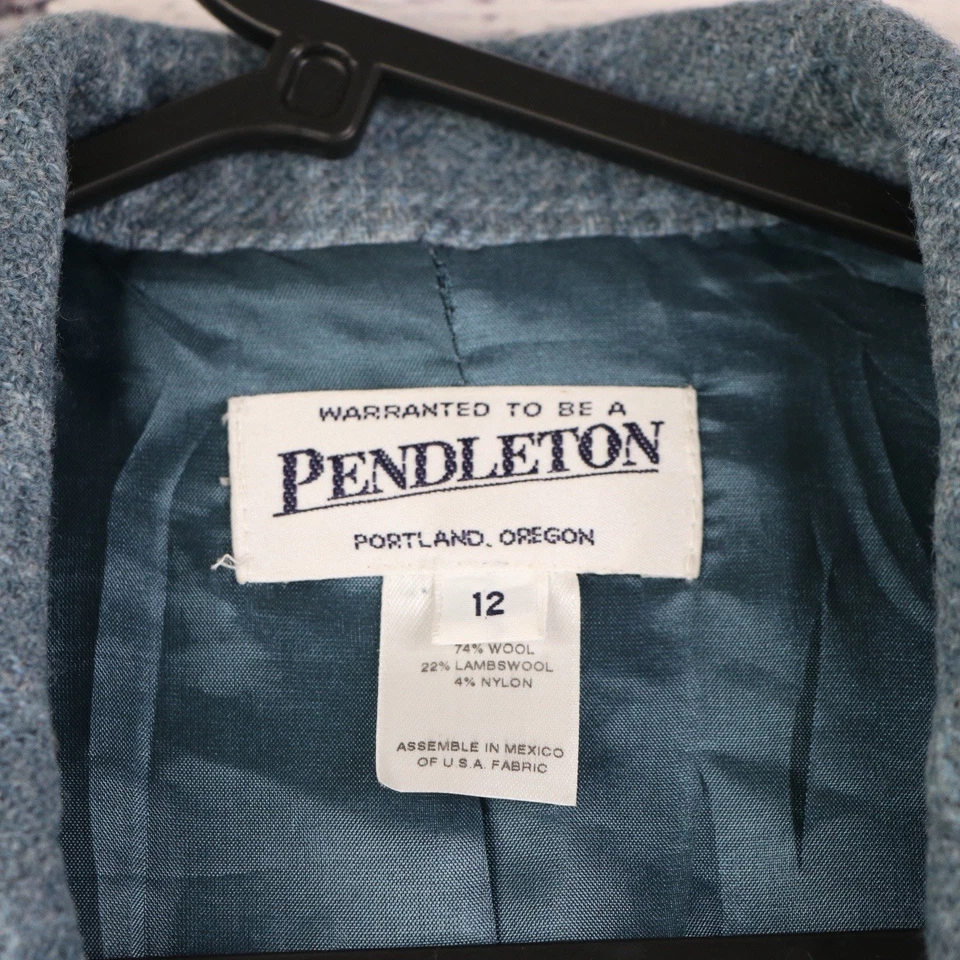 Pendleton Wool Tweed Blazer Jacket Womens UK12 Blue Plaid Smart Country Races - Image 3 of 4