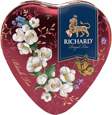 Royal Heart RICHARD Ceylon Black Tea  Bergamot cream flavour Gift TIN Christmas