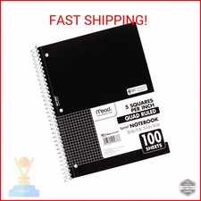 Mead Spiral Notebook, 1 Subject, Graph Ruled Paper, 7-1/2" x 10-1/2", 100 Sheets