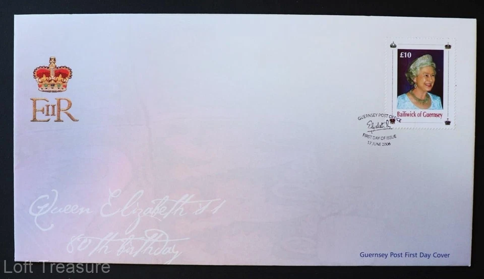 Guernsey Stamps: "Queen Elizabeth II - 80th Birthday" £10 Value Stamp FDC 2006 - Image 2 of 3