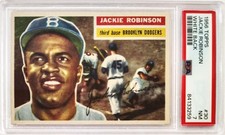 1956 TOPPS #30 JACKIE ROBINSON HALL OF FAME BROOKLYN DODGERS WHITE BACK! PSA 7