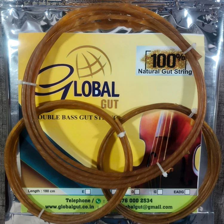 Cuerda de intestino contrabajo vertical de 3/4 cuerdas natural BUENO - un conjunto ADG. Foto 2 de 4