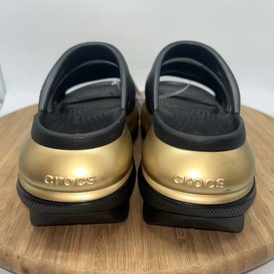 Crocs Mega Crush Metallic Black/Gold Triple Strap Sandal Unisex
