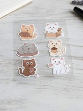 Kawaii Chubby Cat Stickers Pack - Large Vinyl Kitty Decals - Cute Animal Station