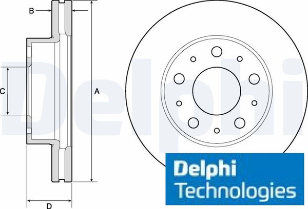 2X Bremsscheibe Delphi BG9180C 2 Bremsscheiben Vorderachse Vorne FüR Fiat-image