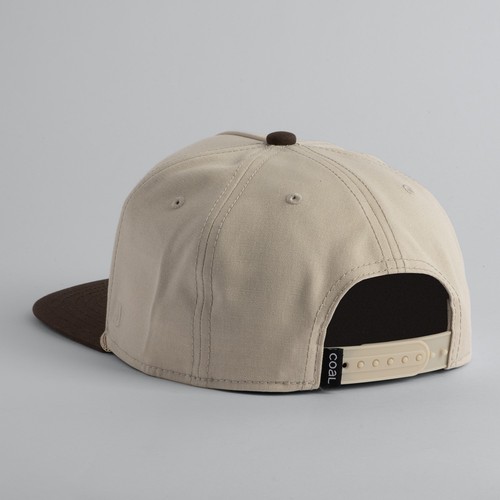 Coal The Uniform Cap 6 Panel Mid Crown Flat Brim Snapback Hat, Khaki / Brown New - Picture 2 of 2