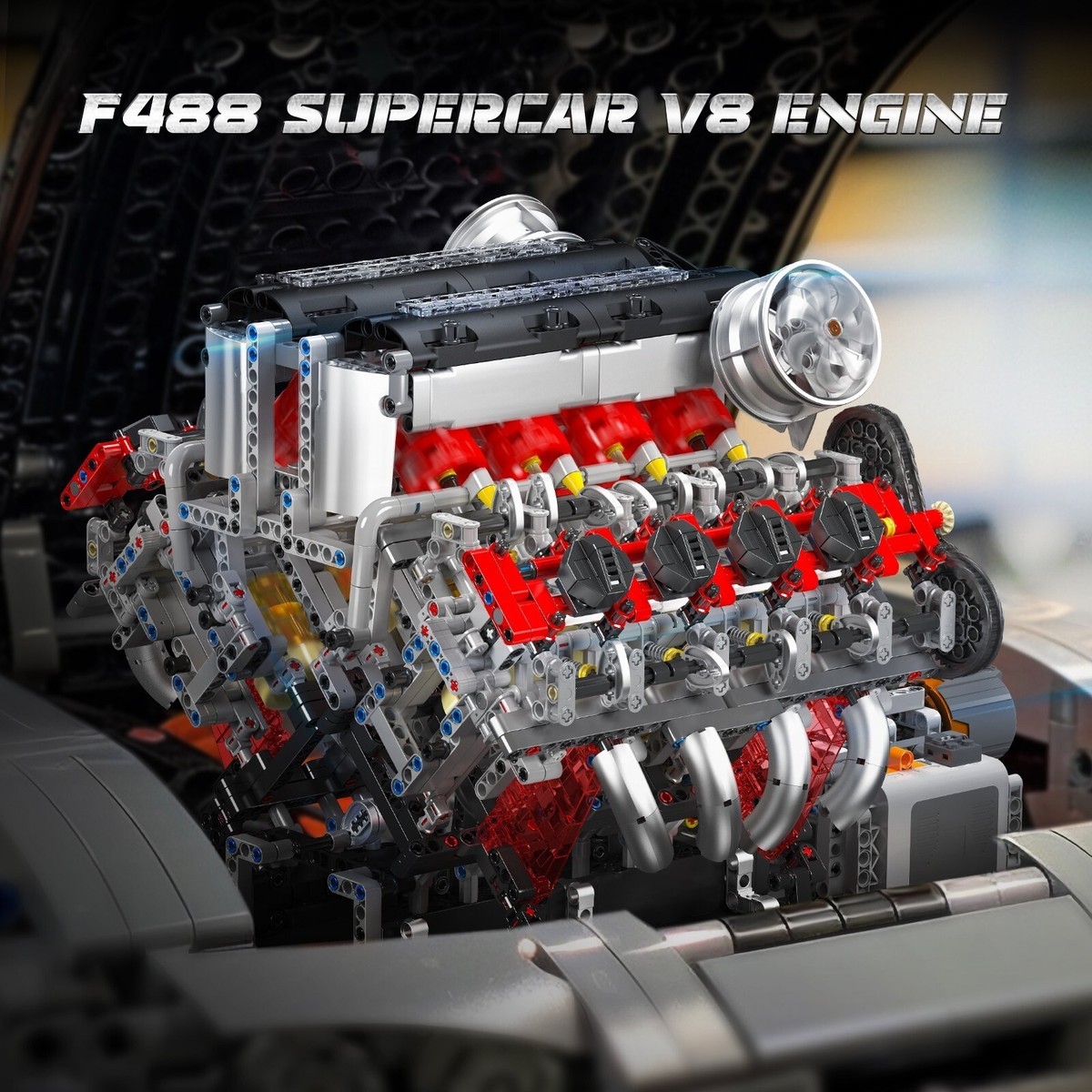 Mould King 10130 F488 V8 Engine V Type 8 Cylinder Motor Building