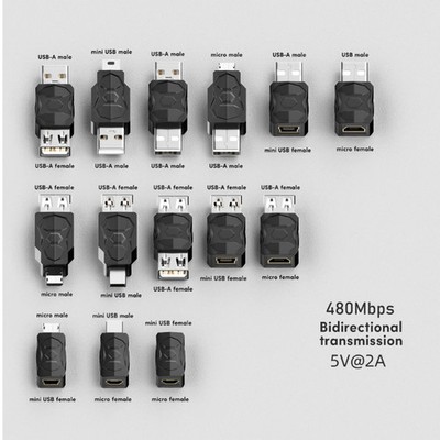 USB Adapter Konverter Kabel Micro-USB Mini-USB USB2.0 Highspeed