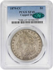 1879-CC Morgan Silver Dollar Capped Die EF45 PCGS (CAC)