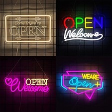 LED Shop Open Neon Sign Light Bar Hotel Restaurant Window Hanging Display Lights