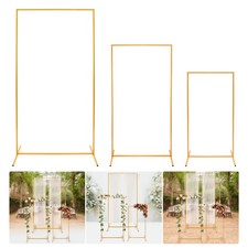Set of 3 Metal Backdrop Stand, Rectangular Balloon Frame, Gold Backdrop Decor