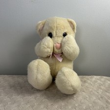 Vintage Dakin 1993 Peek a Boo Teddy Bear Heart Nose Pink Plaid Gingham Bow