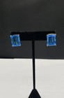 14k Gold Emerald Cut Blue Topaz Clip On Earrings 5/8" x 1/2" 10.0 g — photo 2