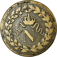 [#20408] Coin, France, Napoléon I, Decime, 1814, Strasbourg, VF, Bro, nze