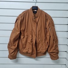 ALIGNE Bomber Jacket Women's Size XS Brown Long Sleeve Patch Pockets Polyester