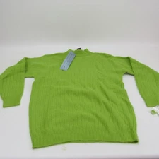 Rafaella Womens Angora  Mock Neck Sweater  Lambswool GreenRibbed Petite Small